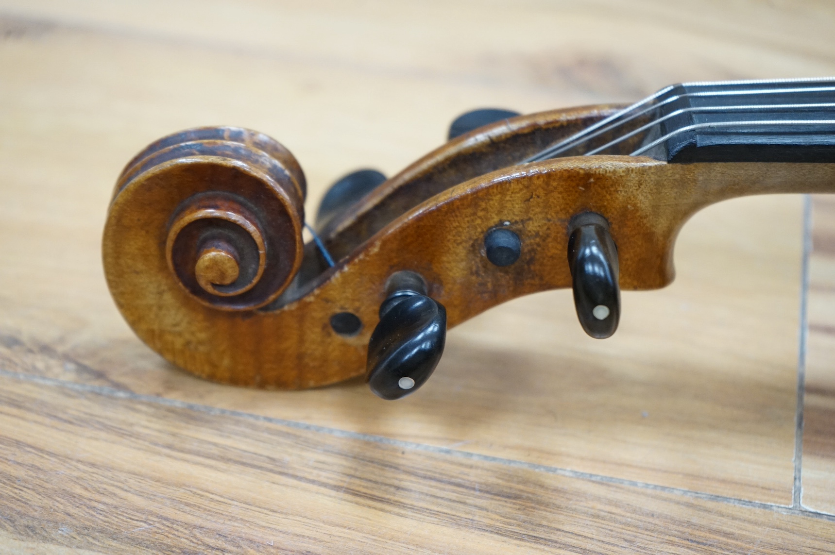 A cased viola, label to interior reads ‘CHR Aug Hammig violin u cellofabrikant, Markneukirchen’, back 39cm. Condition - fair